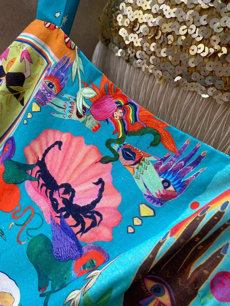 Psychedelic Abstract Ruffled Dress - Festigal