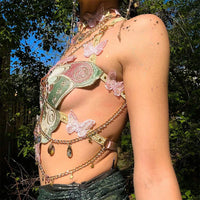 Butterfly Embroidered Top & Collar Set - Festigal