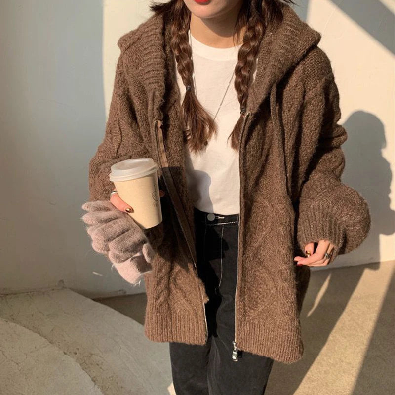 Cable Knit Chunky Oversized Cardigan - Festigal