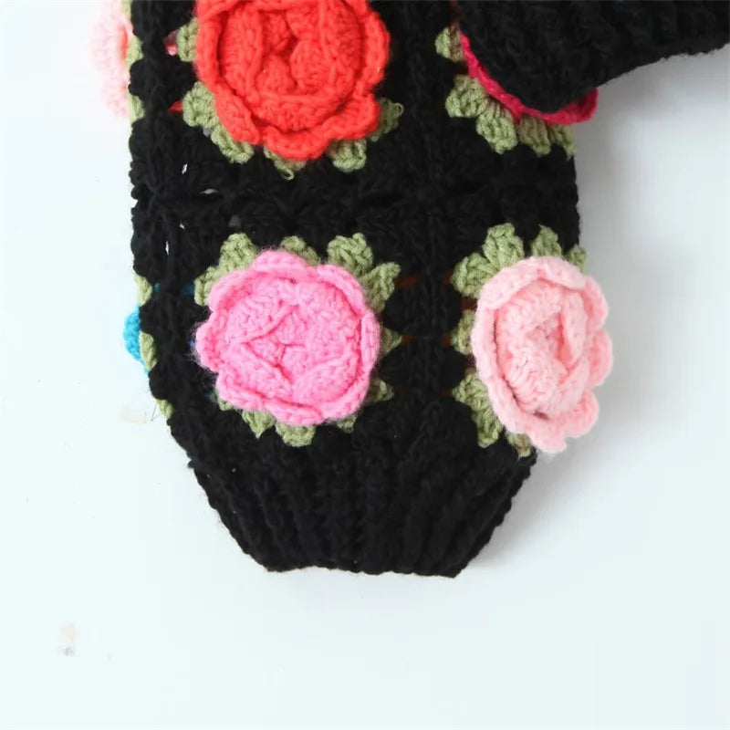 3D Rose Handmade Crochet Cardigan - Festigal