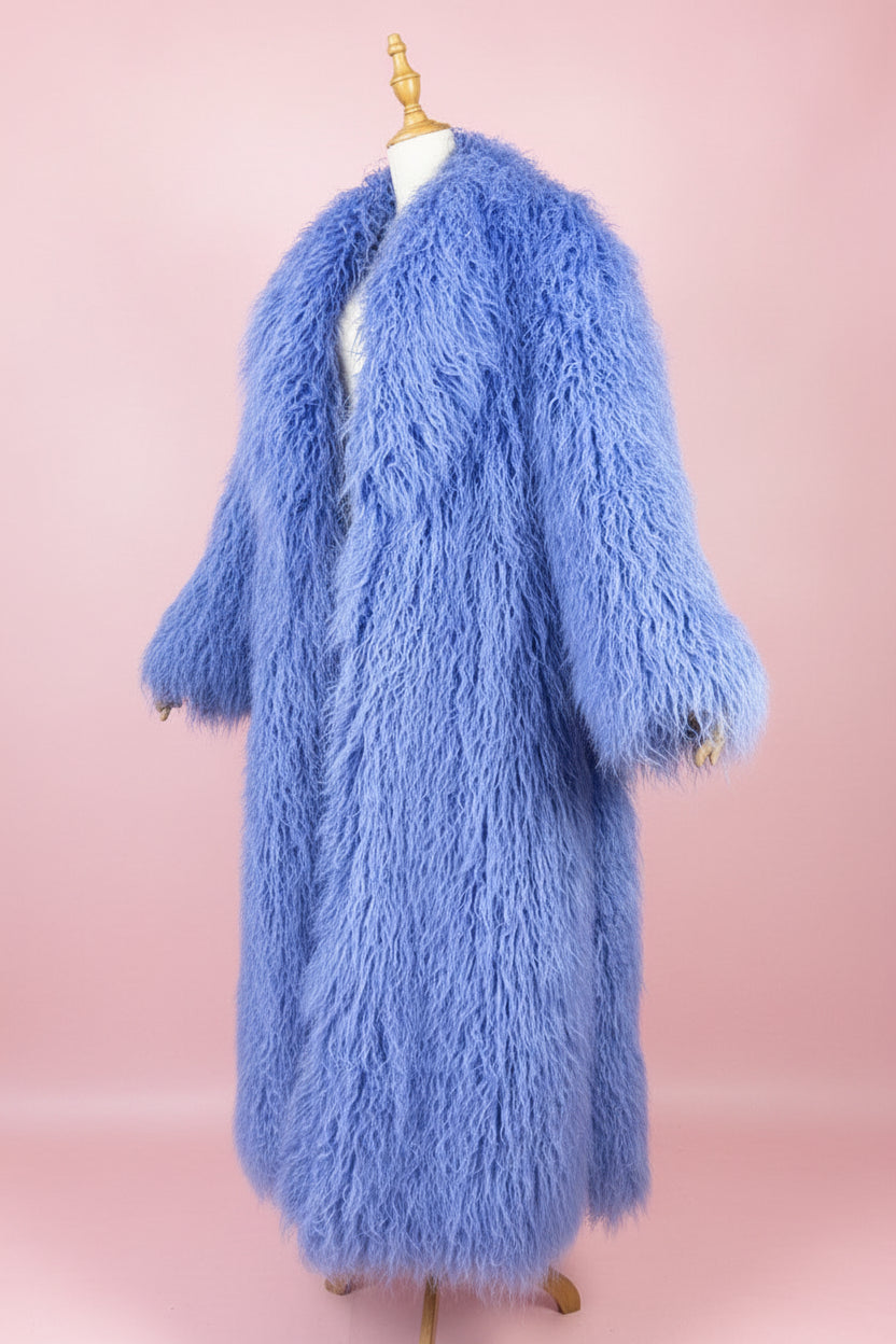 Shaggy Long Waist Tie Coat