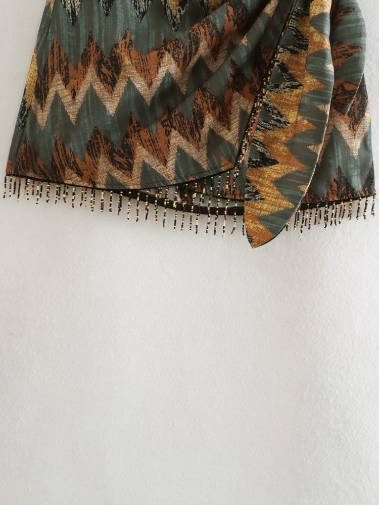 Geometric Tassel Sarong Skirt - Festigal