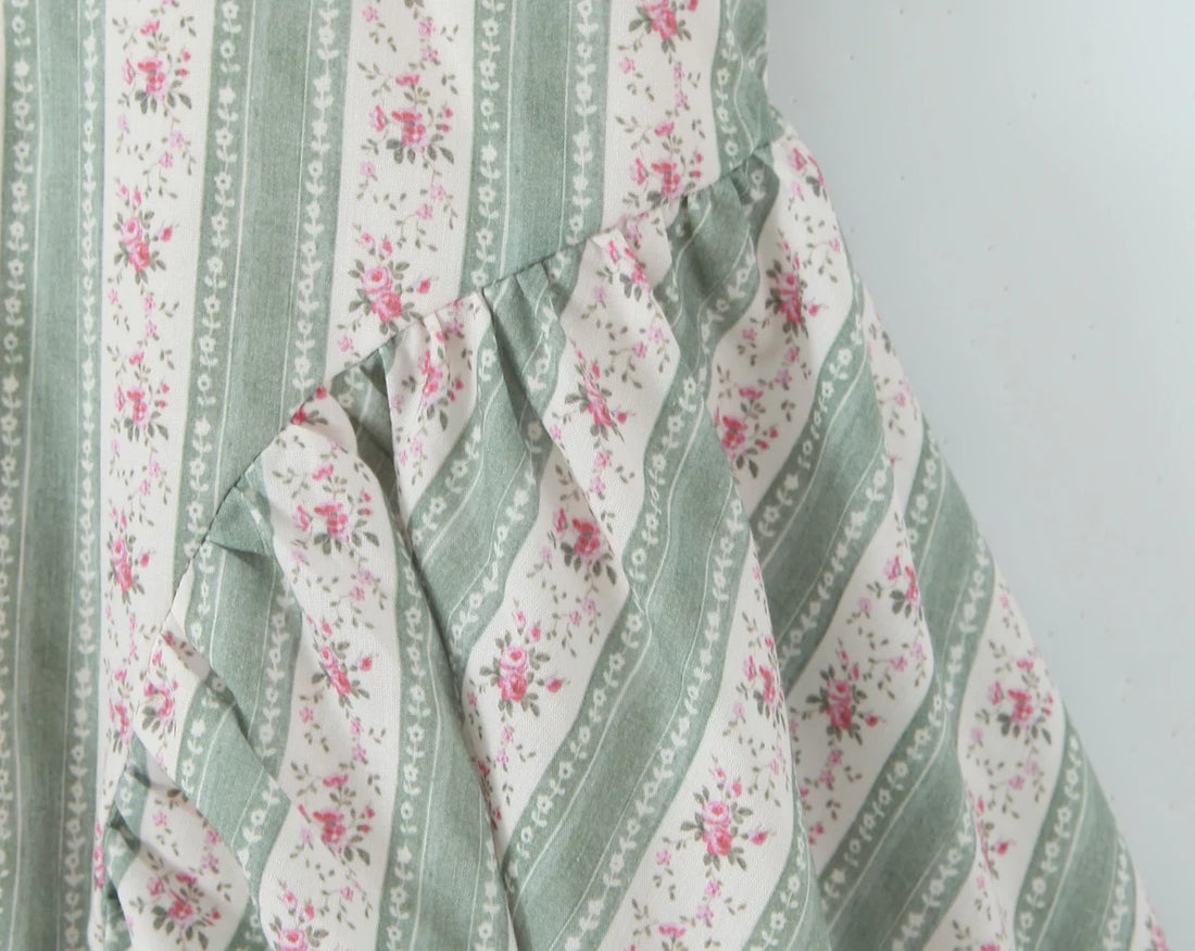 Floral Striped Bow Skater Dress