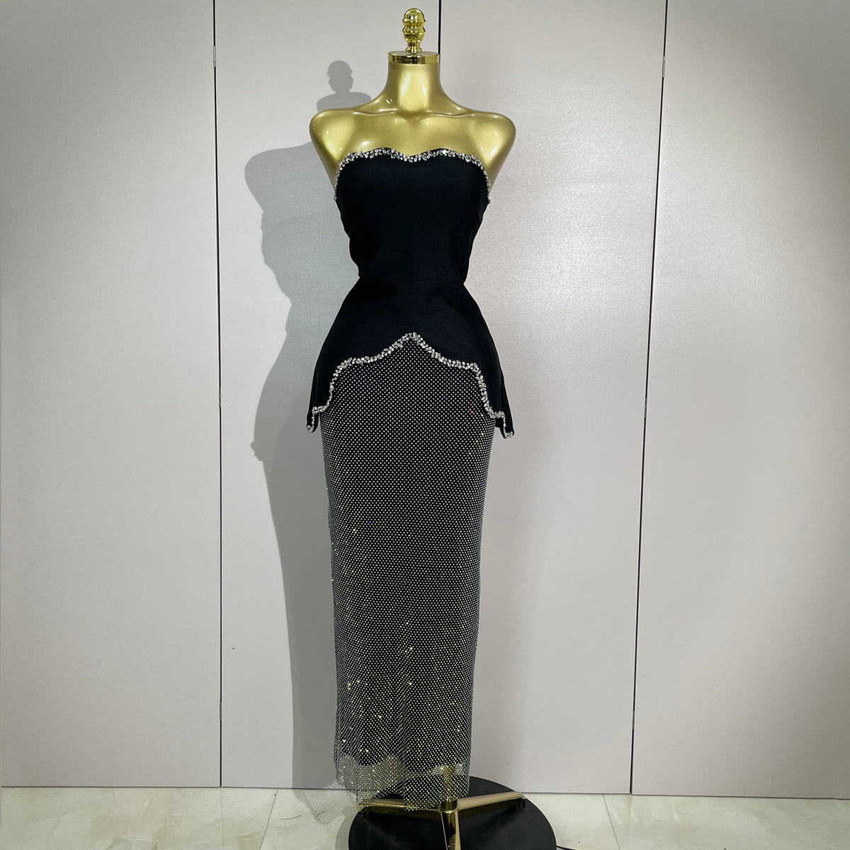 Asymmetrical Glitter Top & Maxi Skirt Set - Festigal