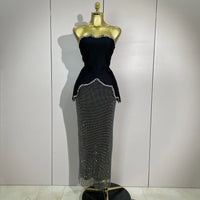 Asymmetrical Glitter Top & Maxi Skirt Set - Festigal