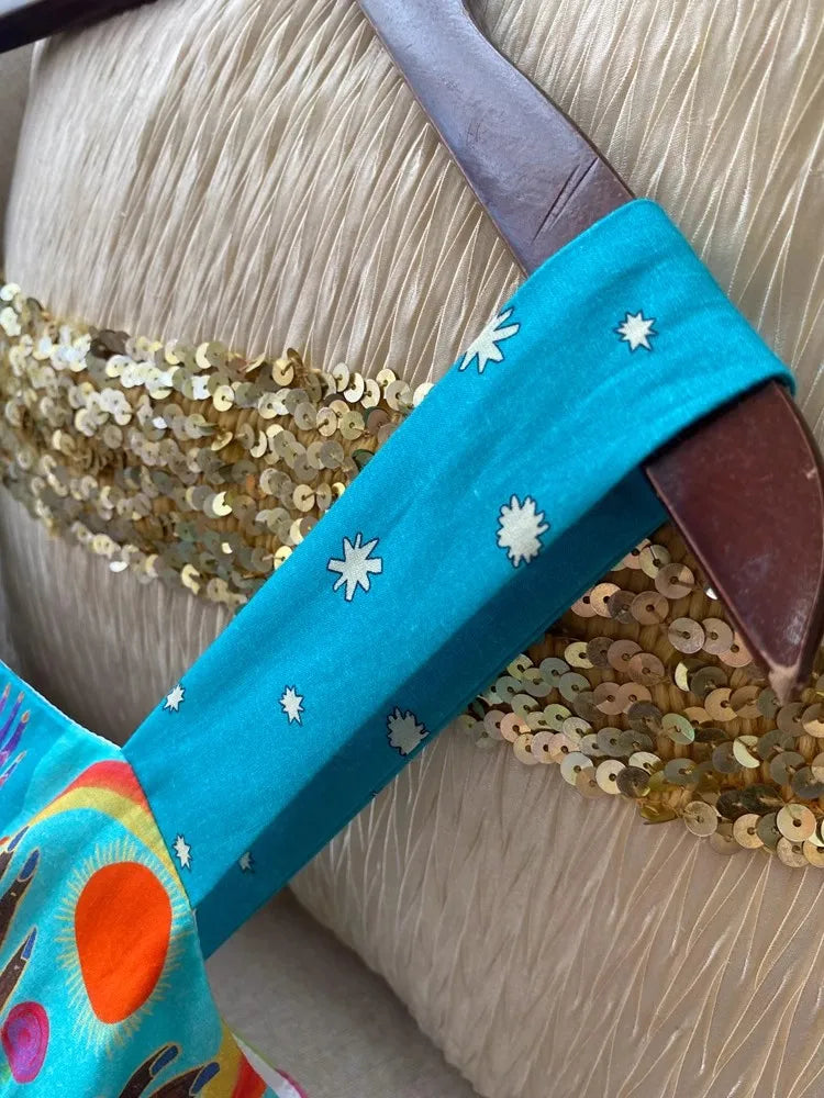 Psychedelic Abstract Ruffled Dress - Festigal