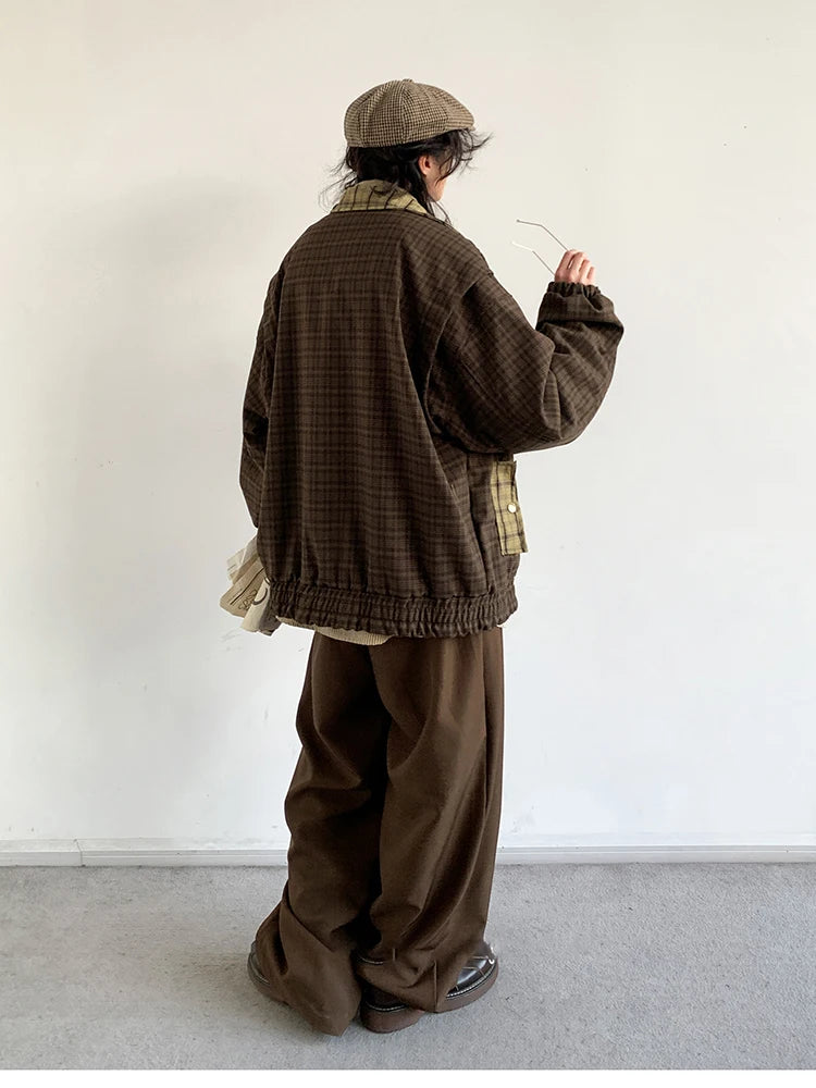 Men's Patchwork Plaid Jacket - Festigal
