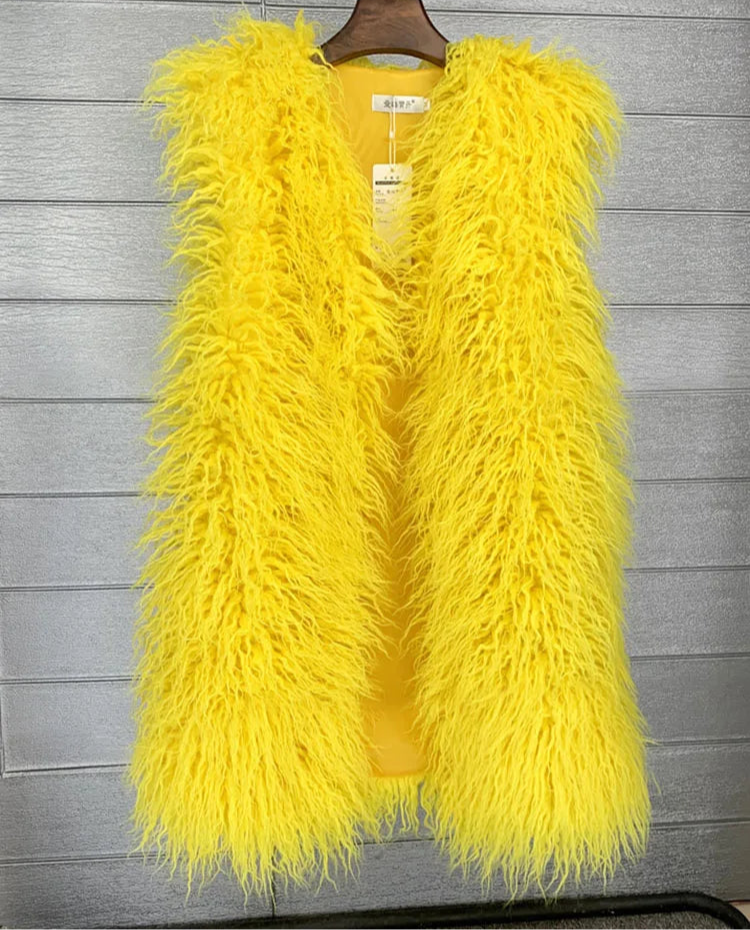 Faux Mongolian Fur Gilet - Festigal