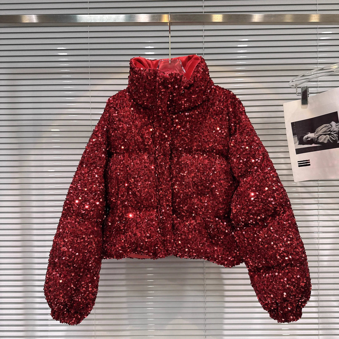 Sequin Puffer Bomber Jacket