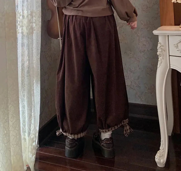 Corduroy Flower Wide Leg Pants - Festigal