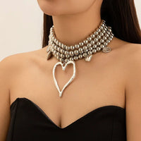 Multi-Layered Beaded Heart Necklace - Festigal
