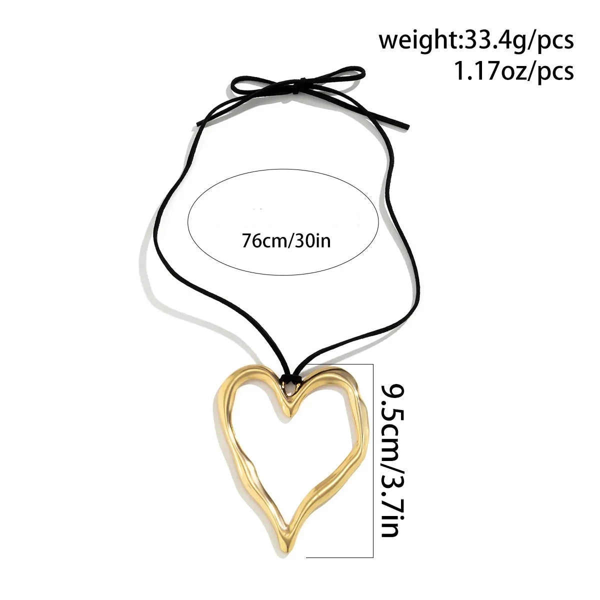 Extra Large Hollowed Heart Pendant Necklace - Festigal