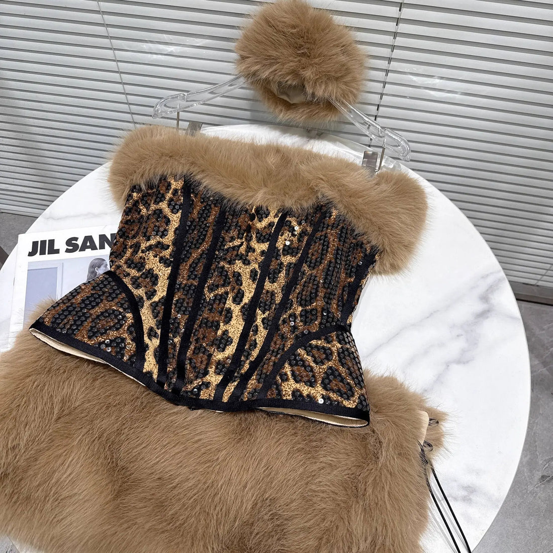 Leopard Print & Faux Fur Three Piece Set - Festigal