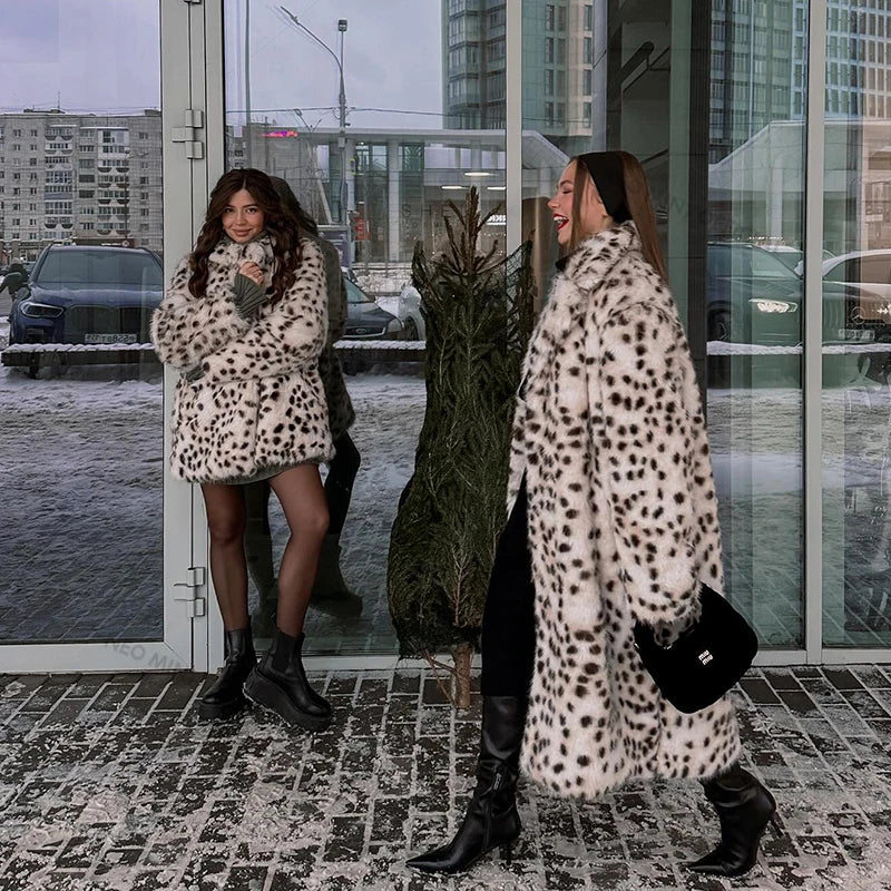 Faux Fur Leopard Print Coat - Festigal