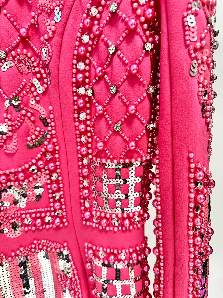 Long Sleeved Embellished Dress - Festigal