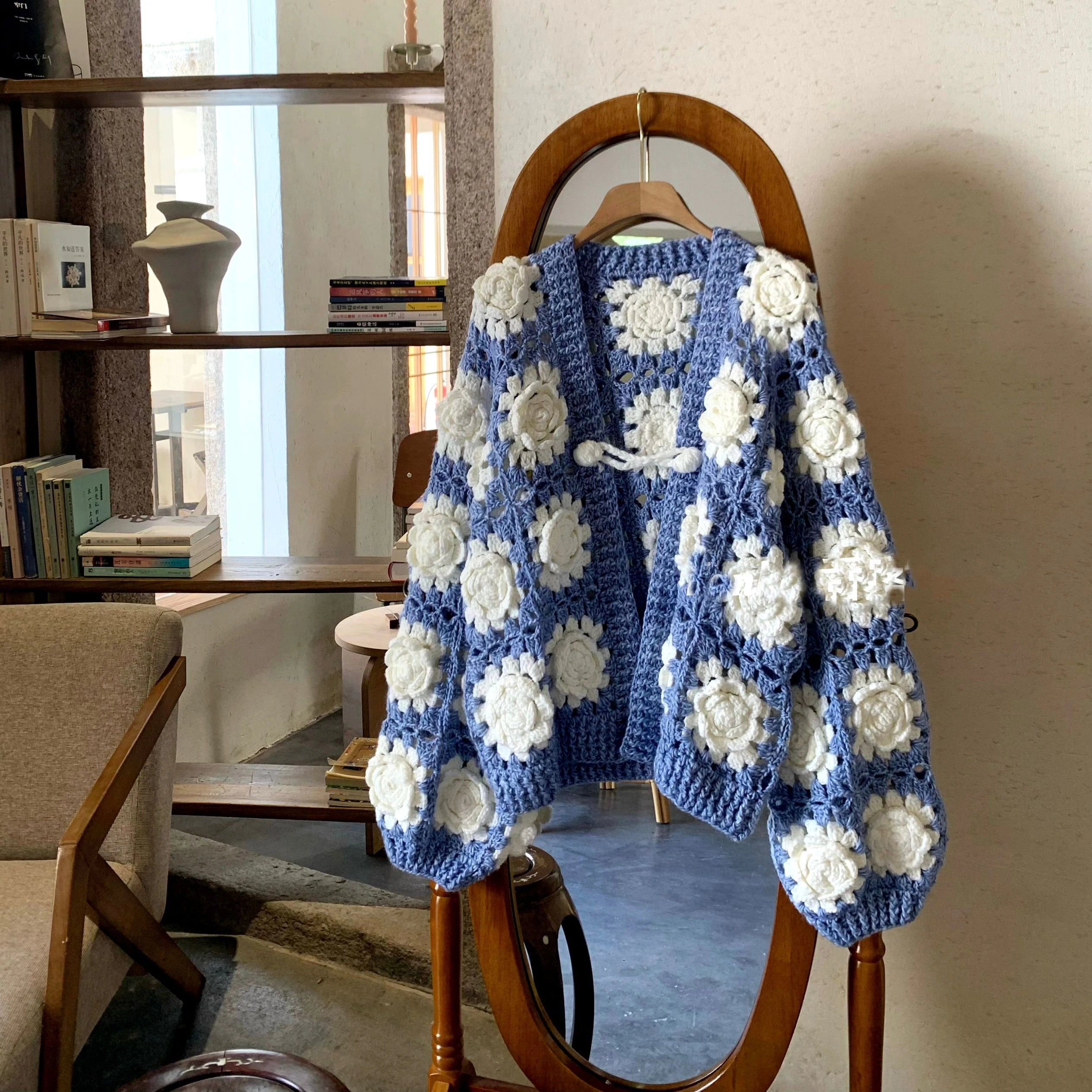 Crochet 3D Flower Cardigan