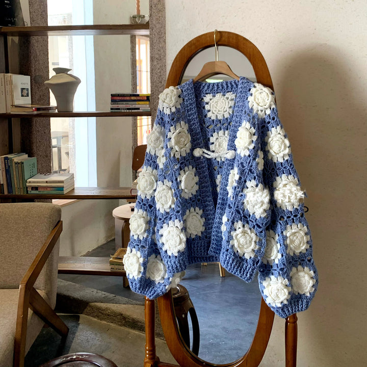Crochet 3D Flower Cardigan