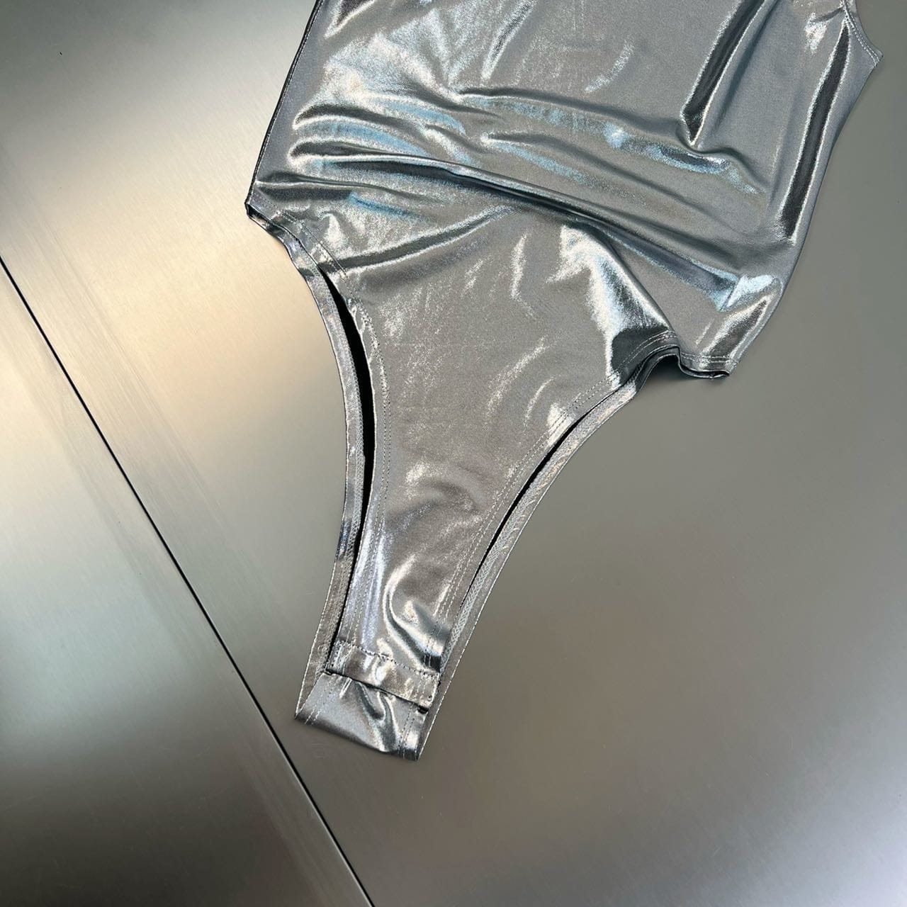 Holographic Silver One Shoulder Bodysuit - Festigal