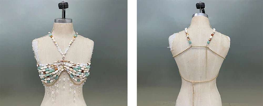 Beaded Tassel Halterneck Top - Festigal