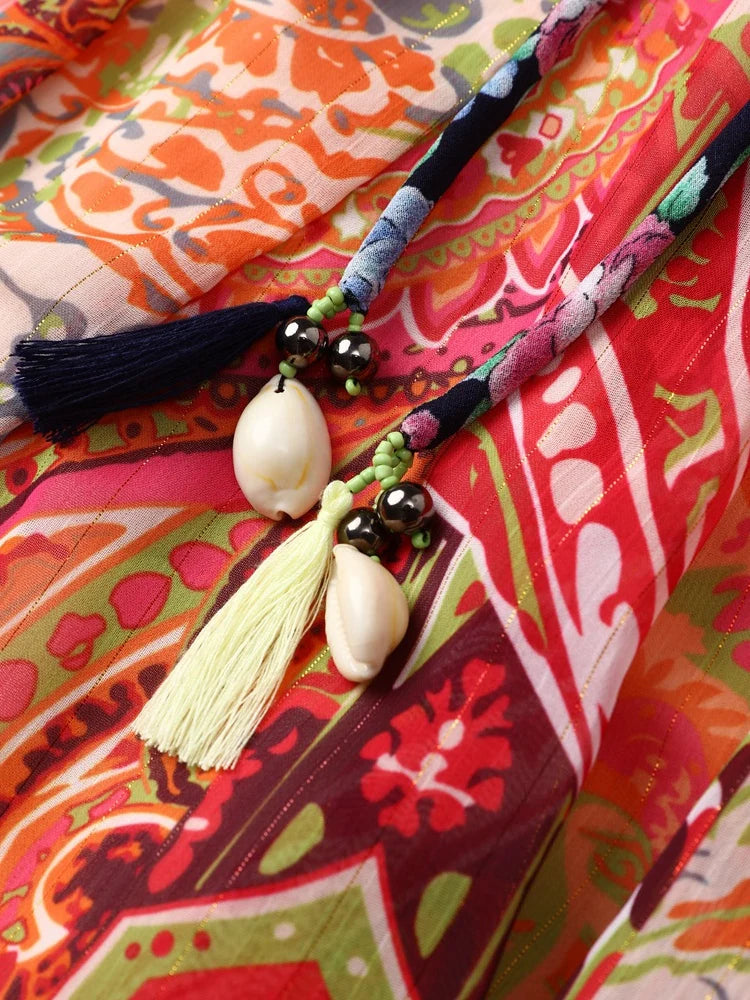 Orange Paisley Skater Dress - Festigal