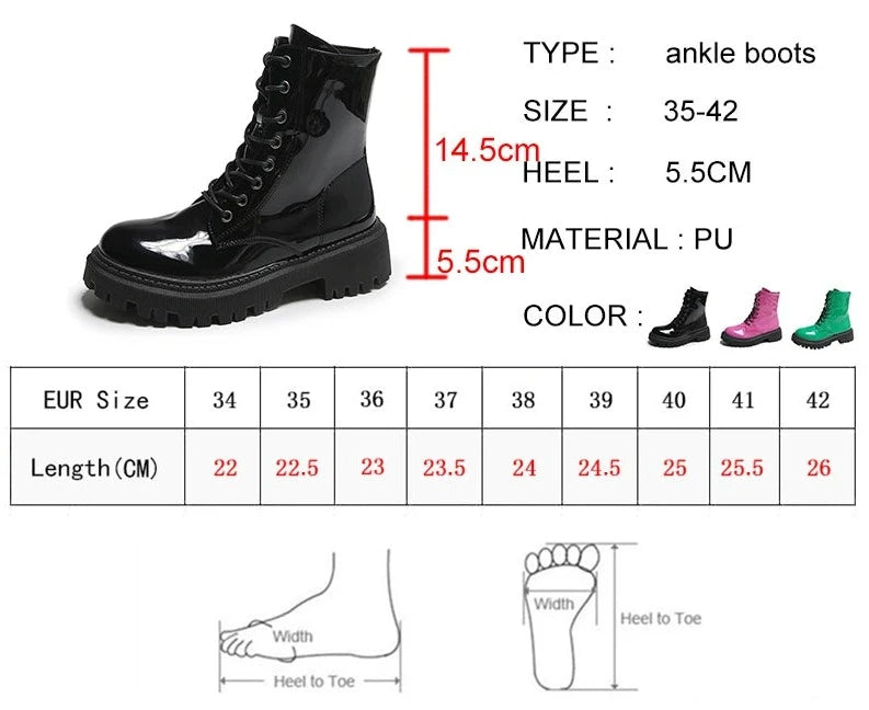 Lace Up Faux Leather Ankle Boots - Festigal