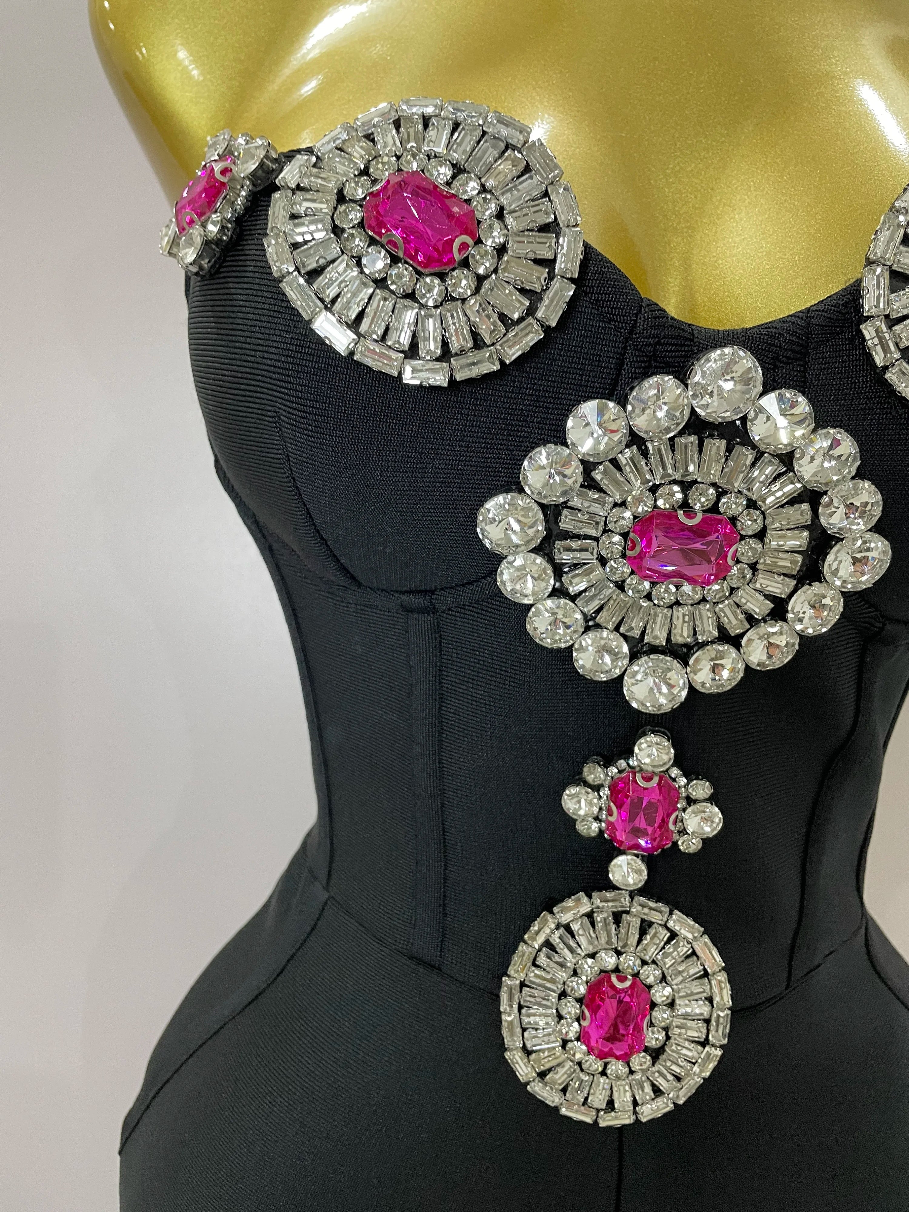 Rhinestone Bustier Bodysuit - Festigal