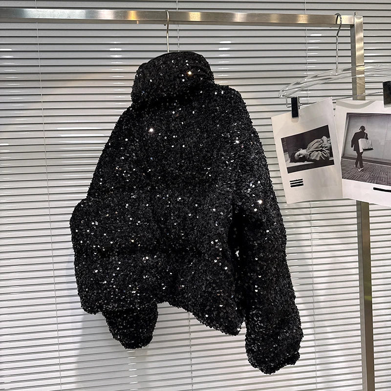 Sequin Puffer Bomber Jacket
