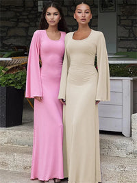 Bell Sleeved Ribbed Maxi Dress - Festigal