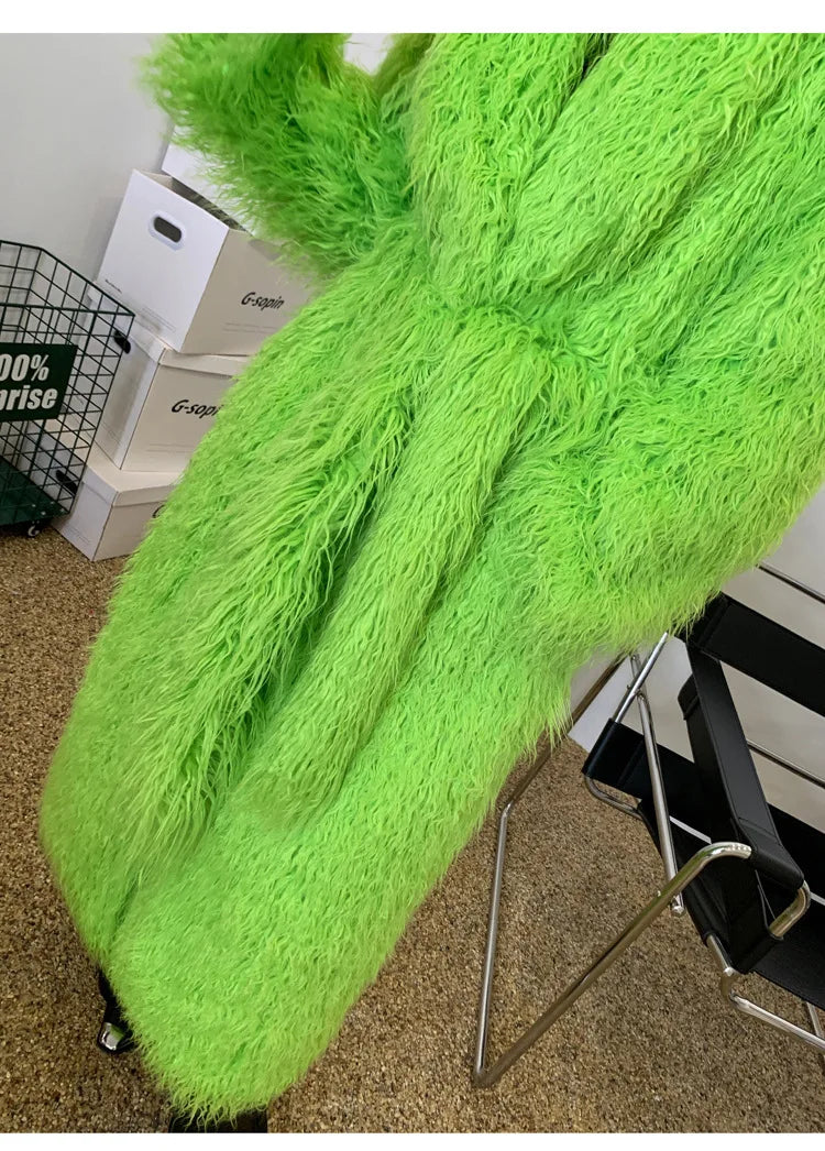 Shaggy Long Waist Tie Coat