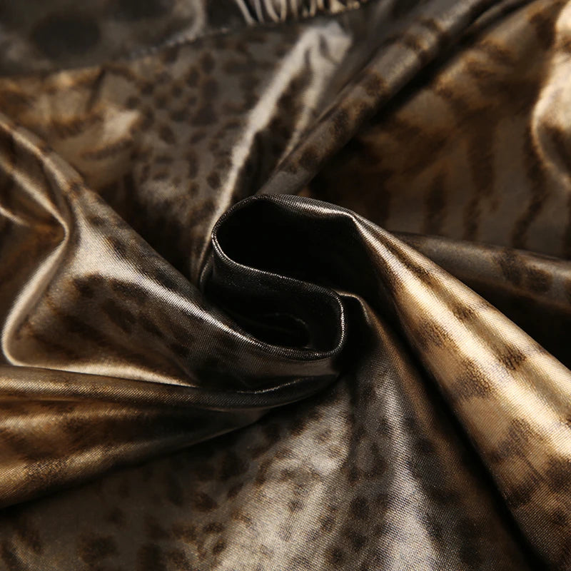 Wet Look Leopard Print Top - Festigal