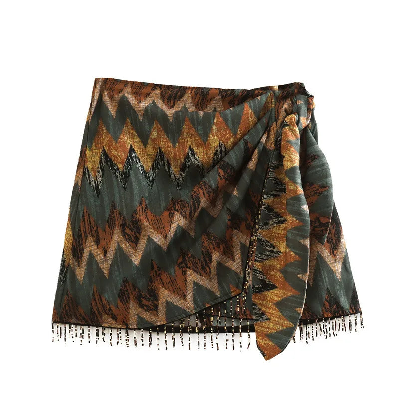 Geometric Tassel Sarong Skirt - Festigal
