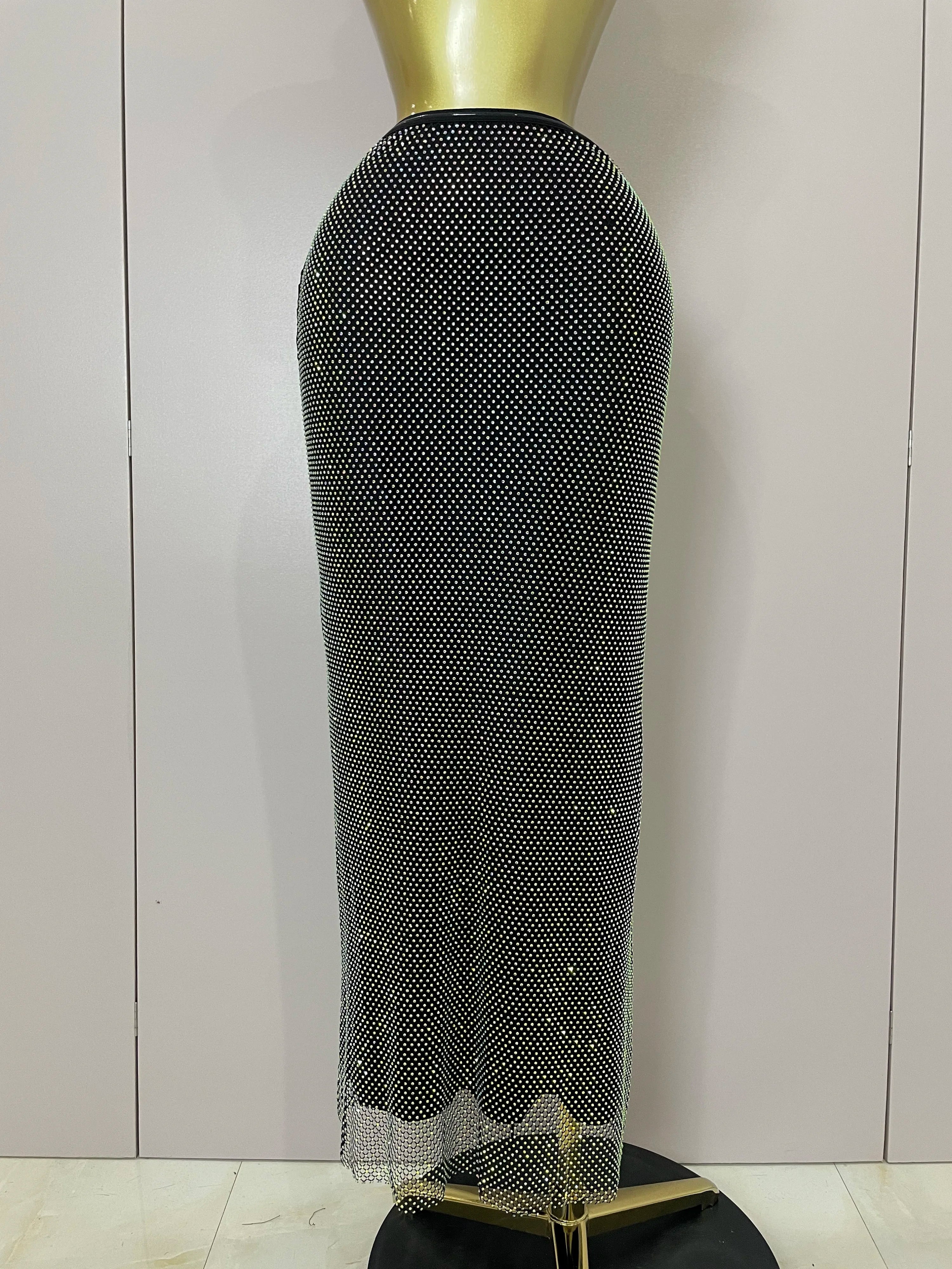 Asymmetrical Glitter Top & Maxi Skirt Set - Festigal