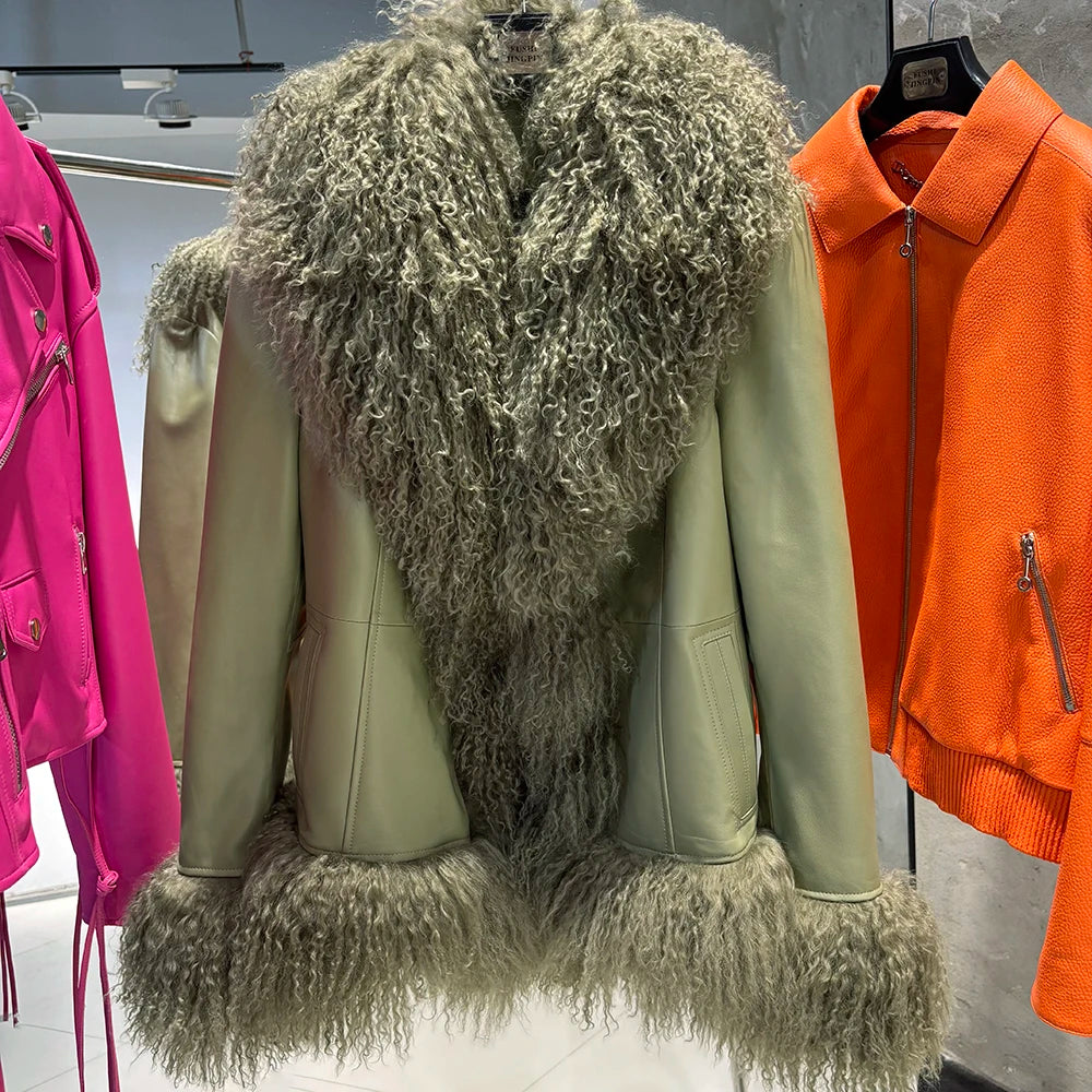 Suede Mongolian Fur Jacket