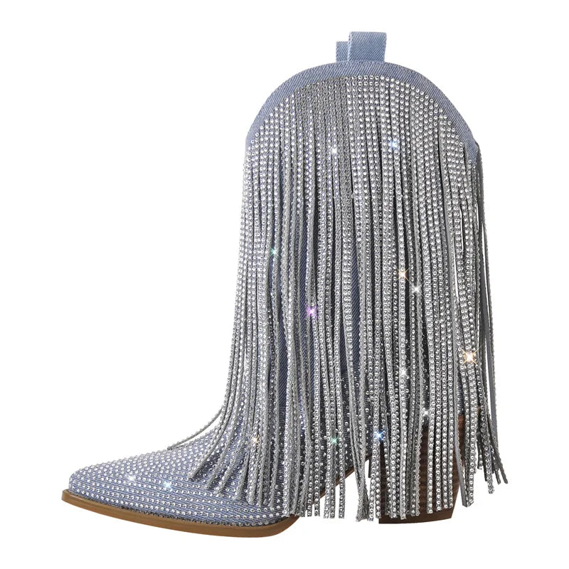 Tassel Rhinestone Cowgirl Boots