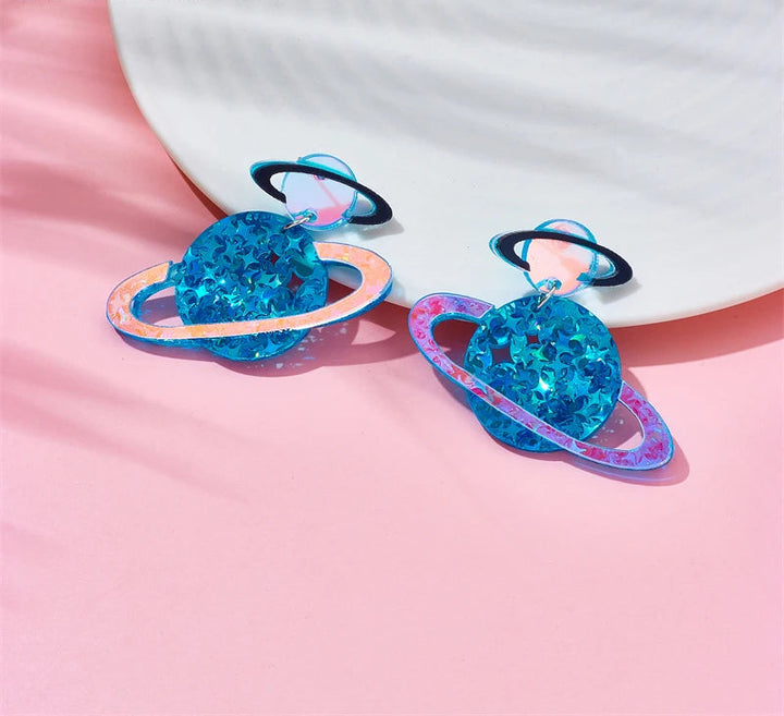 Holographic Saturn Earrings - Festigal