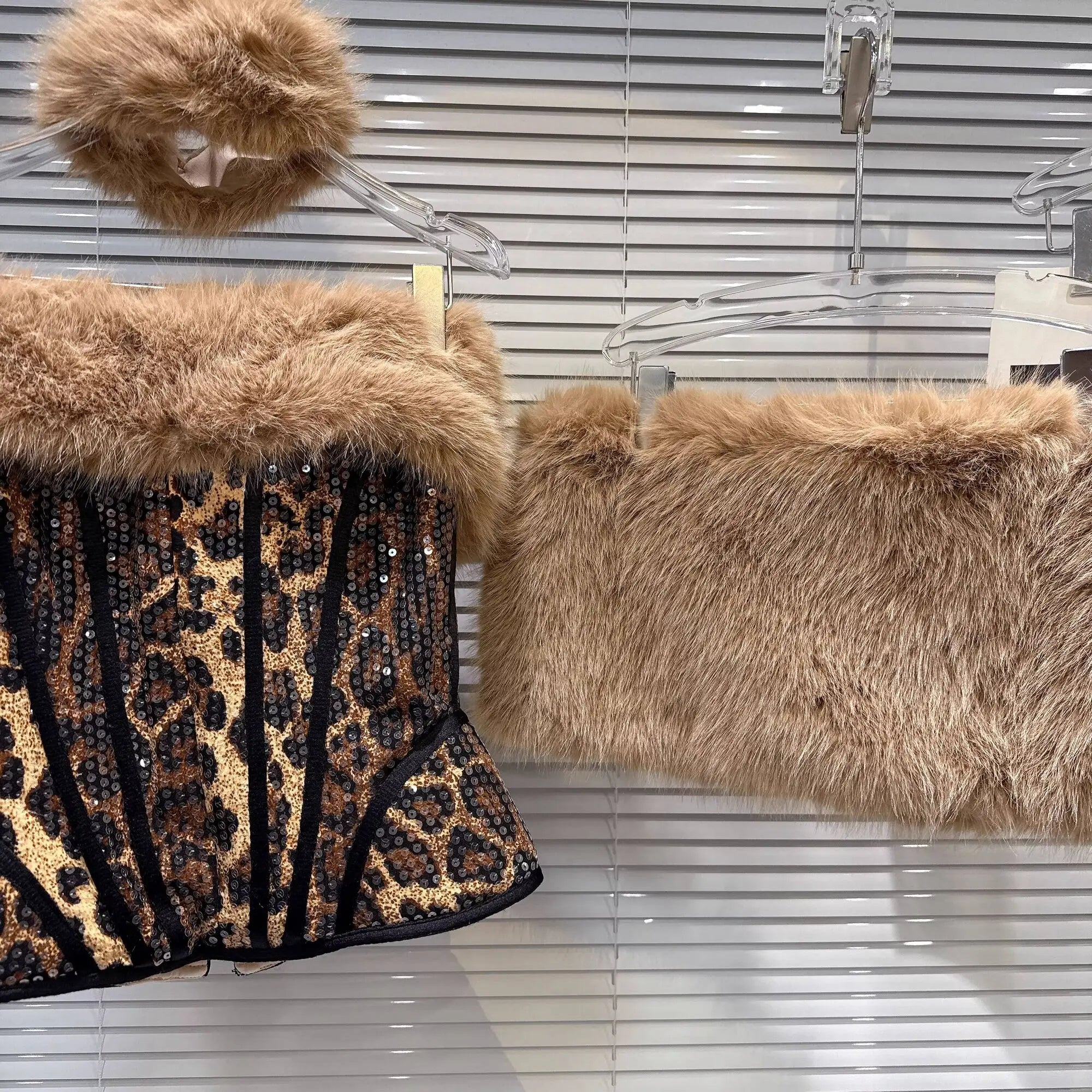 Leopard Print & Faux Fur Three Piece Set - Festigal