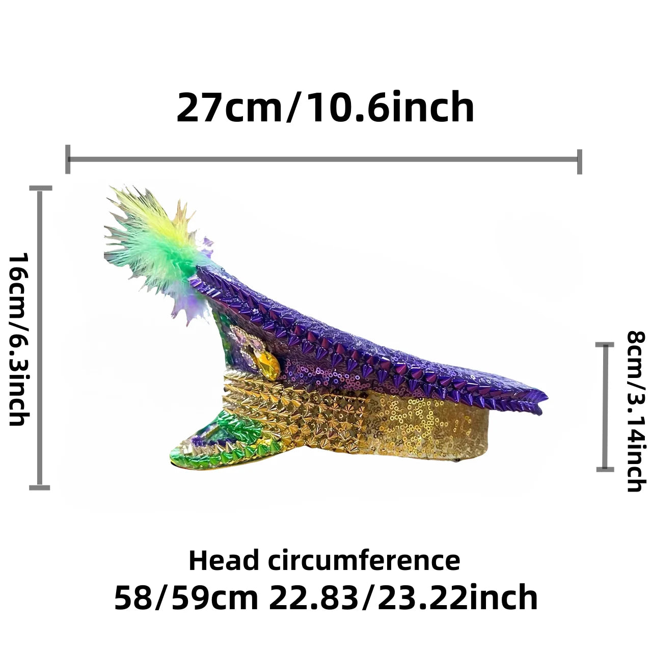Mardi Gras Feather Military Hat - Festigal