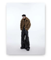 Unisex Brown Faux Fur Coat - Festigal