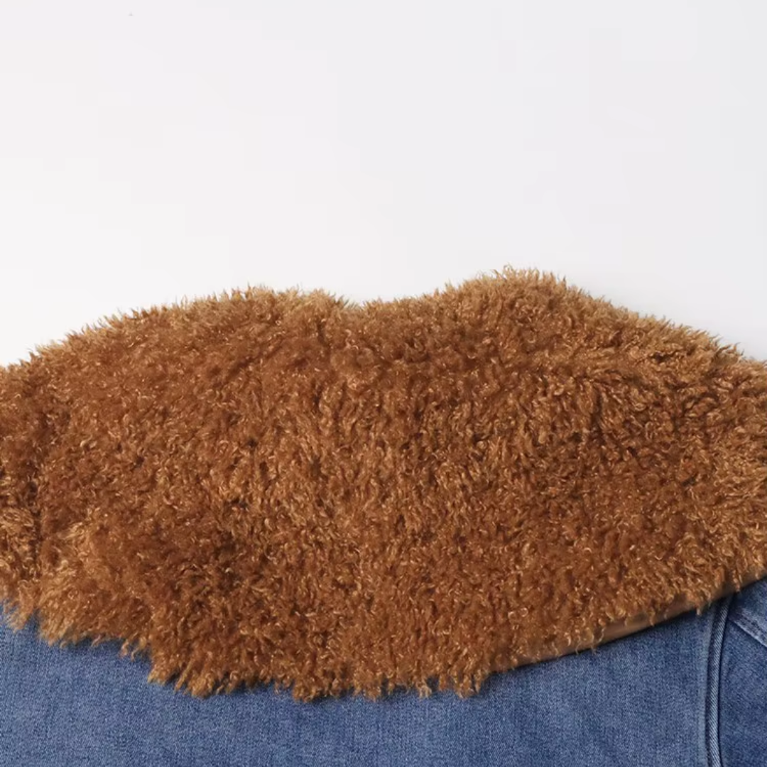 Denim & Fur Collar Trench Coat - Festigal