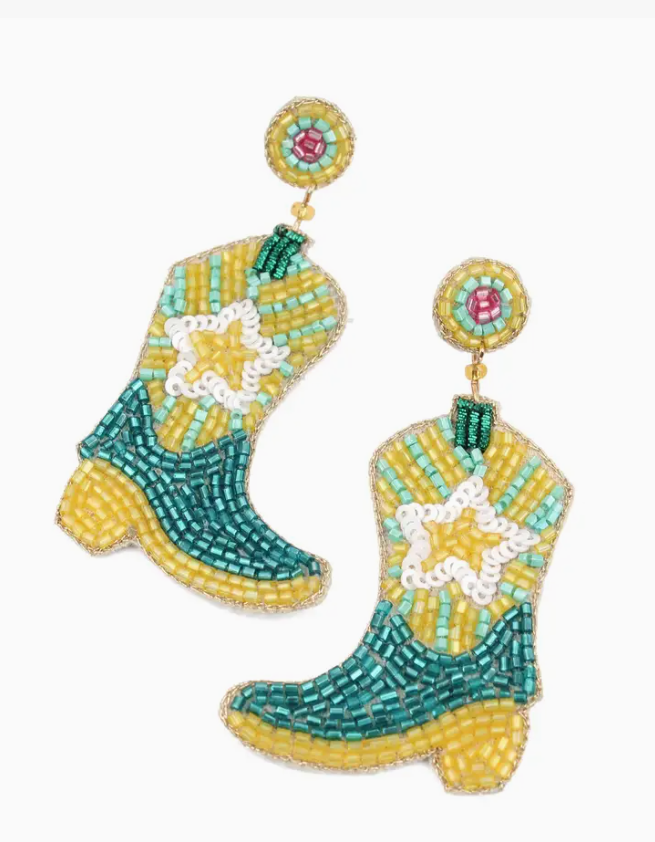 Beaded Cowgirl Boot Earrings