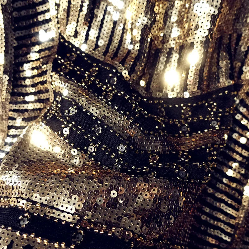 Black & Gold Sequin High Waist Skirt - Festigal