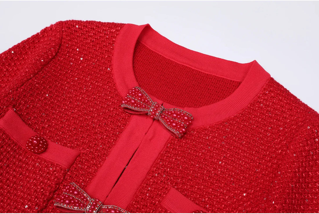 Long Sleeved Bow A-Line Dress