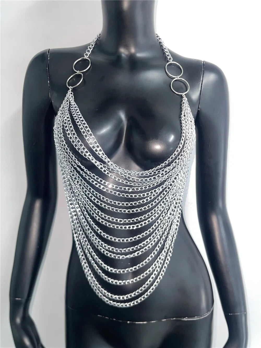 Draped Chain Halter Neck Top