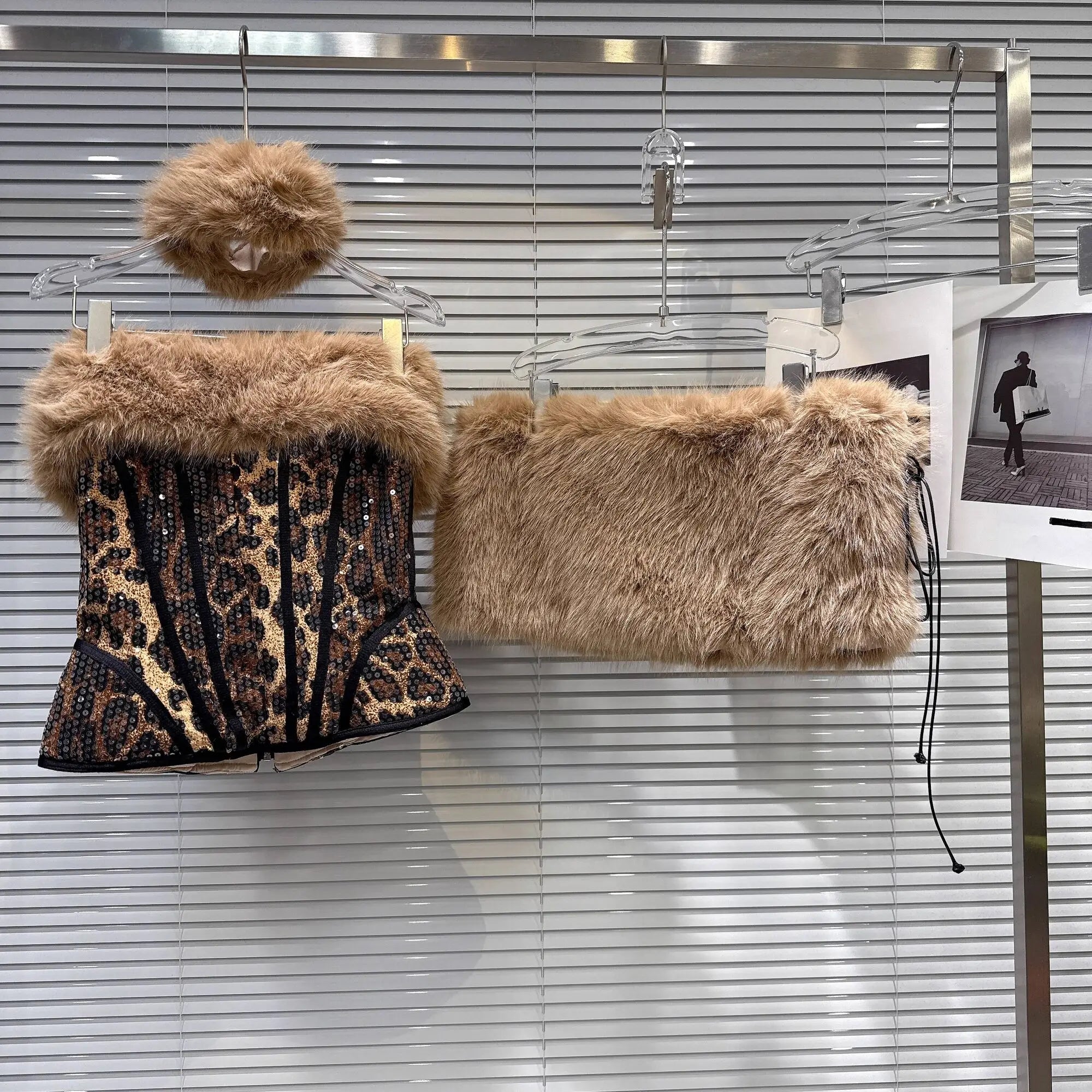 Leopard Print & Faux Fur Three Piece Set - Festigal