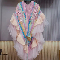 Pastel Ruffle Knit Shawl - Festigal