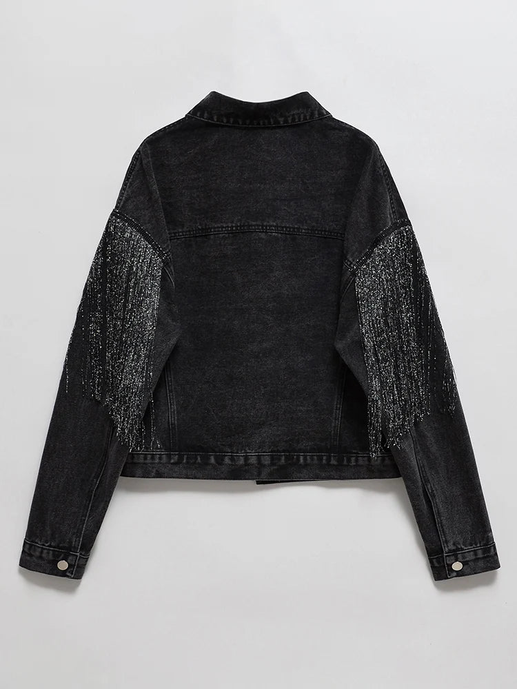 Denim Sparkly Tassel Jacket - Festigal