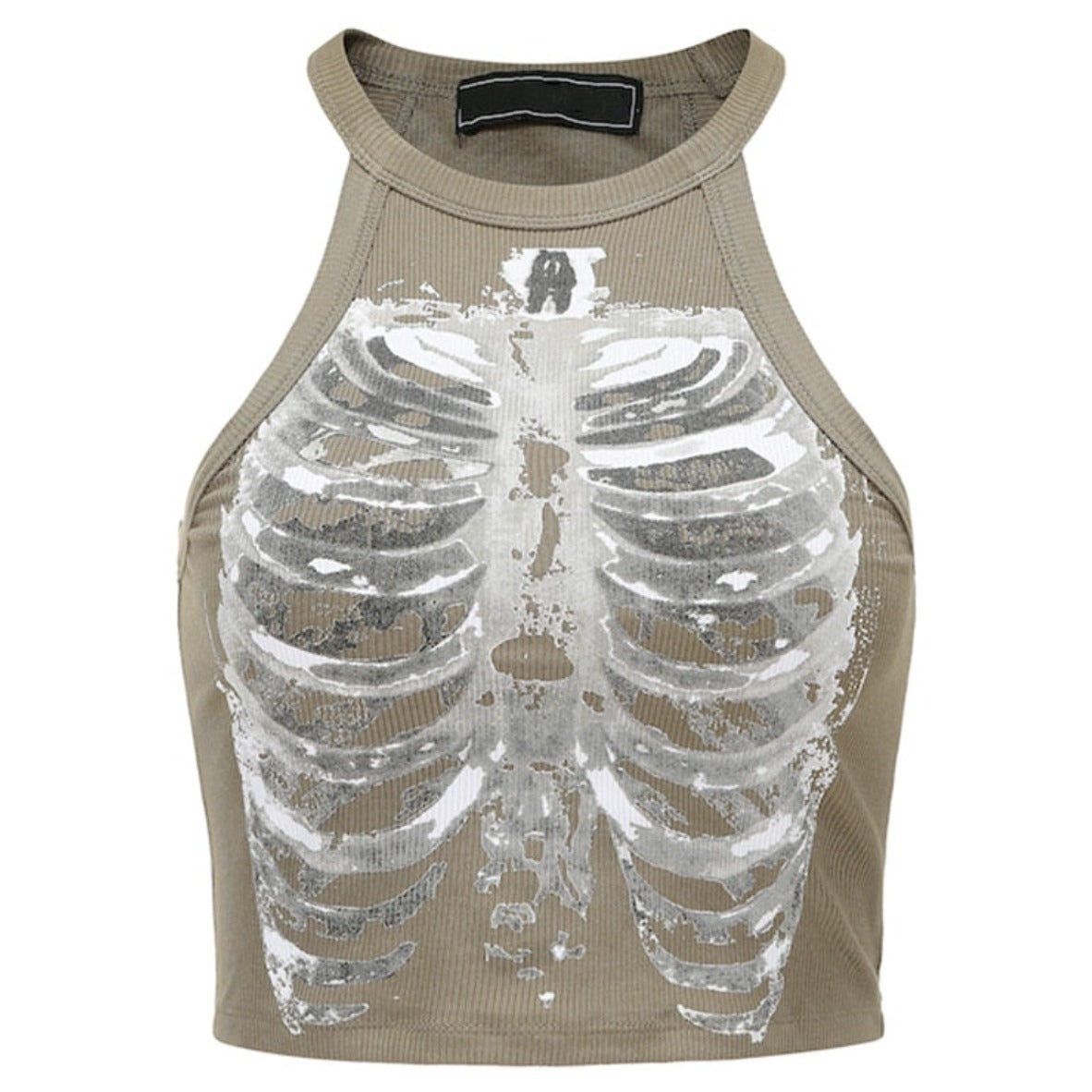 Punk Aesthetic Skeleton Print Sleeveless Vest - Festigal