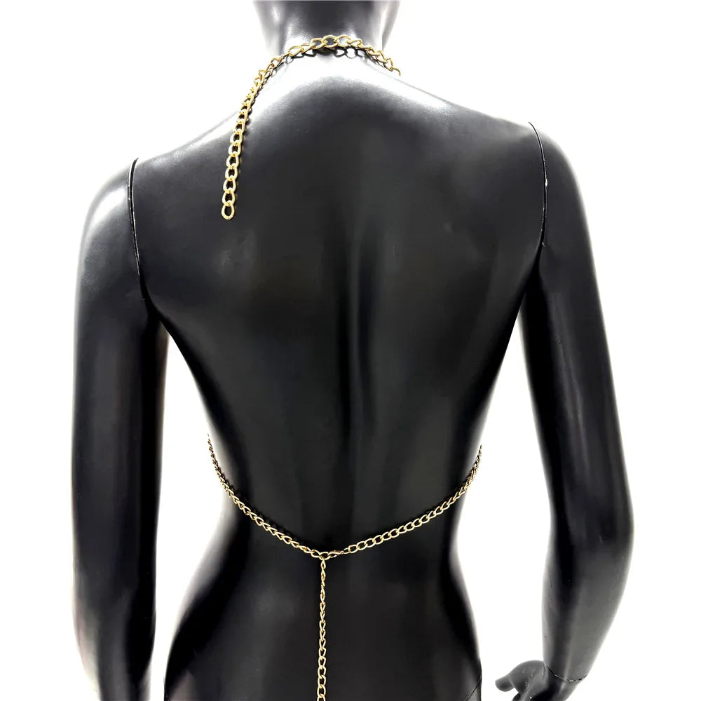 Draped Chain Halter Neck Top