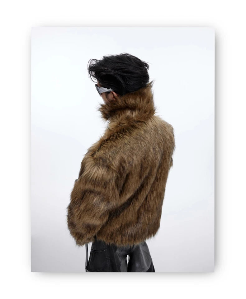 Unisex Brown Faux Fur Coat - Festigal
