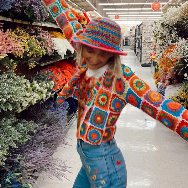 Sunburst Boho Coloured Hand Crochet Cardigan - Festigal
